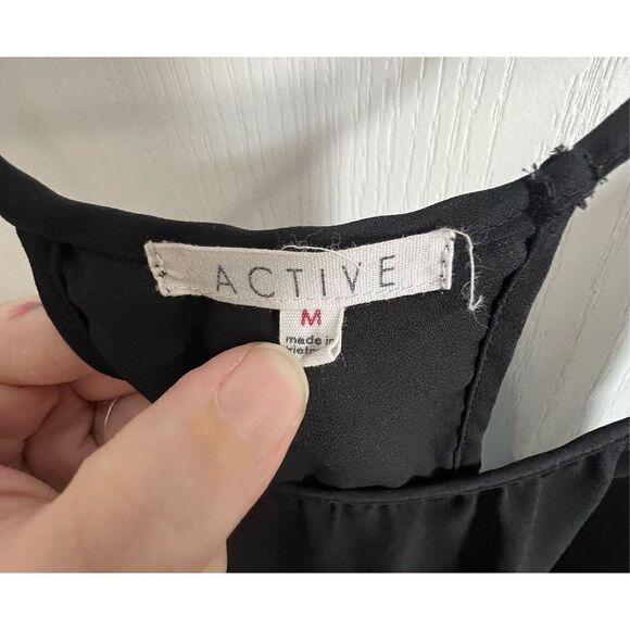 Active Black Spaghetti Strap Loose Fit, Razorback Blouse - Picture 2 of 4